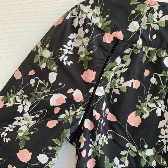 J Crew Liberty Art Fabrics Floral Peasant Blouse Top size Small S Neck Tie - Picture 7 of 13